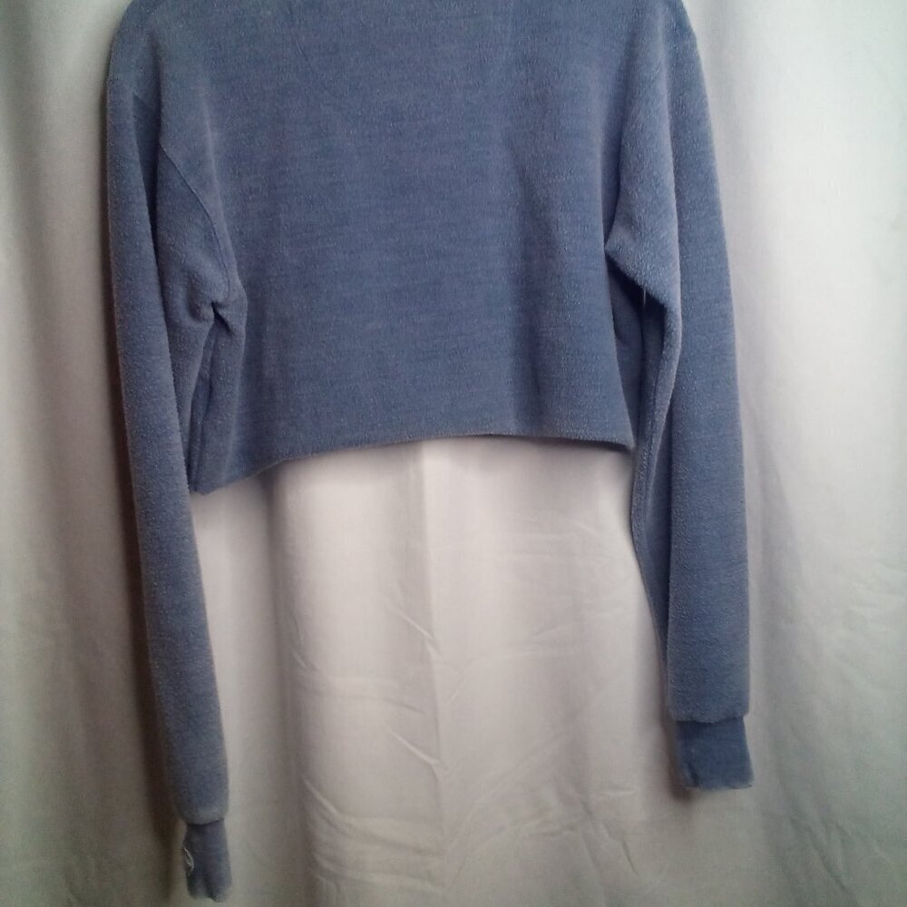 Royce Cropped Sweatshirt S Women Long Sleeve Thumb Holes Blue - Picture 5 of 15